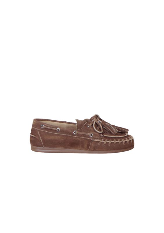 Posa Boat Loafer Fringe Brushed Chocolate