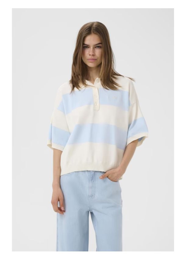 Gestuz GZMaia ss polo pullover Blue Finch Striped