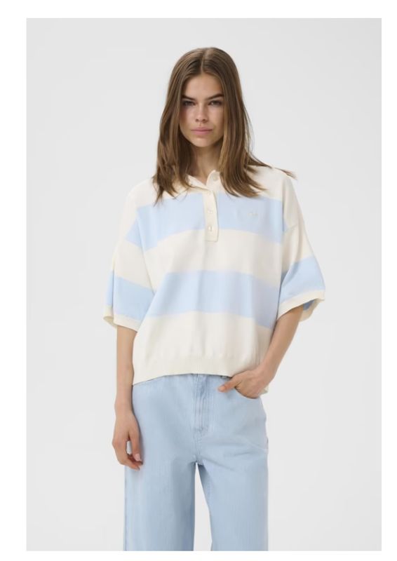 Gestuz GZMaia ss polo pullover Blue Finch Striped