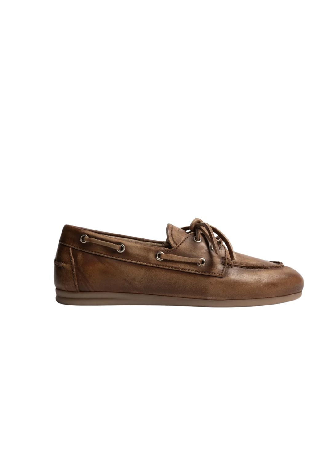 Posa Boat Loafer Brushed Leather Brown