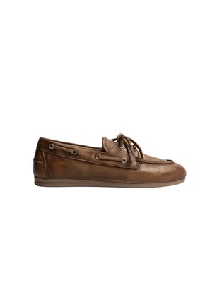 Posa Boat Loafer Brushed Leather Brown