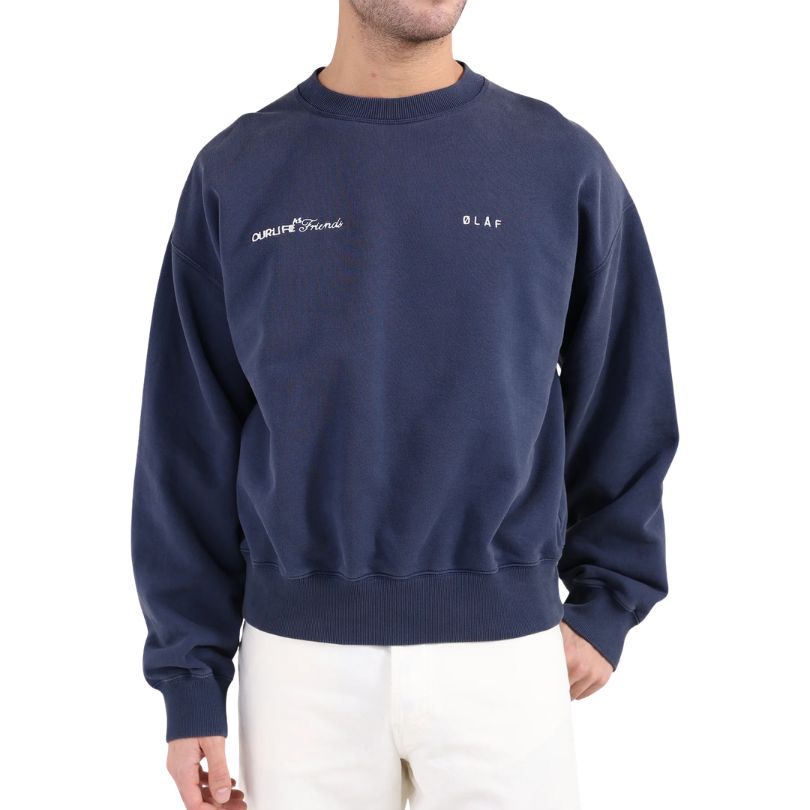 OLAF Script Friends Boxy Crewneck Navy