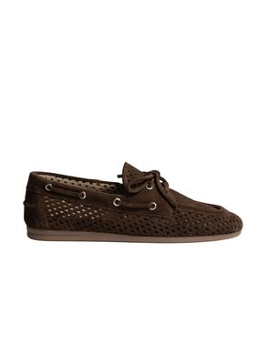 Posa Boat Loafer Perforated Suede Dark brown