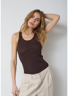Co’Couture ClaireCC Rib Tank Top Dark Brown