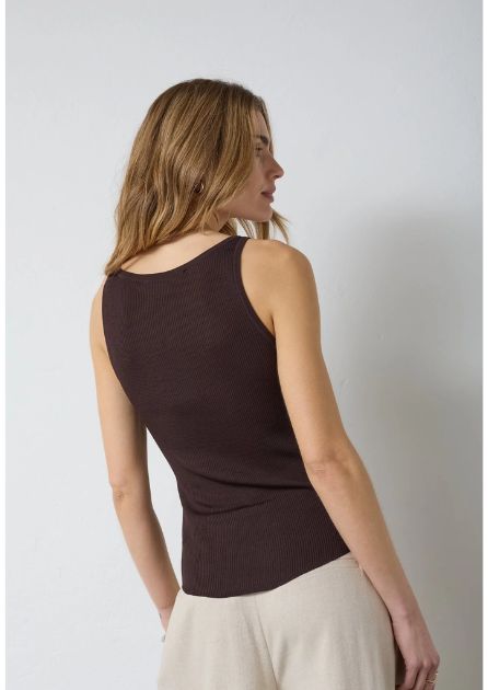Co’Couture ClaireCC Rib Tank Top Dark Brown Co’Couture ClaireCC Rib Tank Top Dark Brown