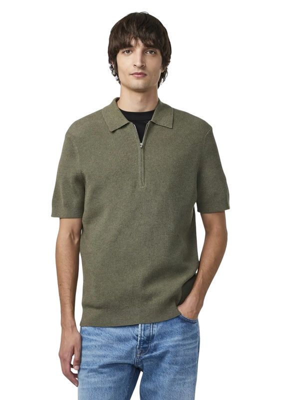 NN07 Hansie Ribbed Half Zip polo Capers