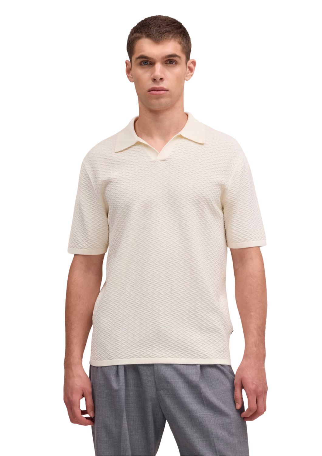 NN07 Paul Textured Stitch polo Ivory