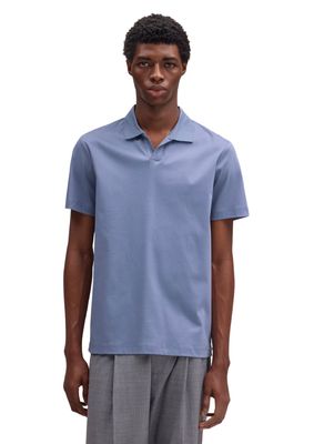 NN07 Paul Open Collar Organic Cotton polo Stone Blue