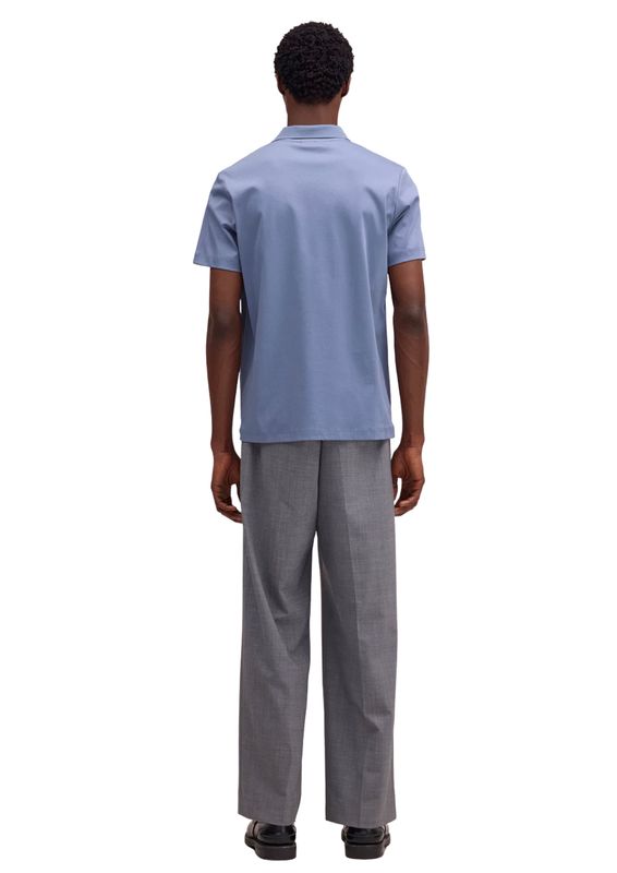 NN07 Paul Open Collar Organic Cotton polo Stone Blue