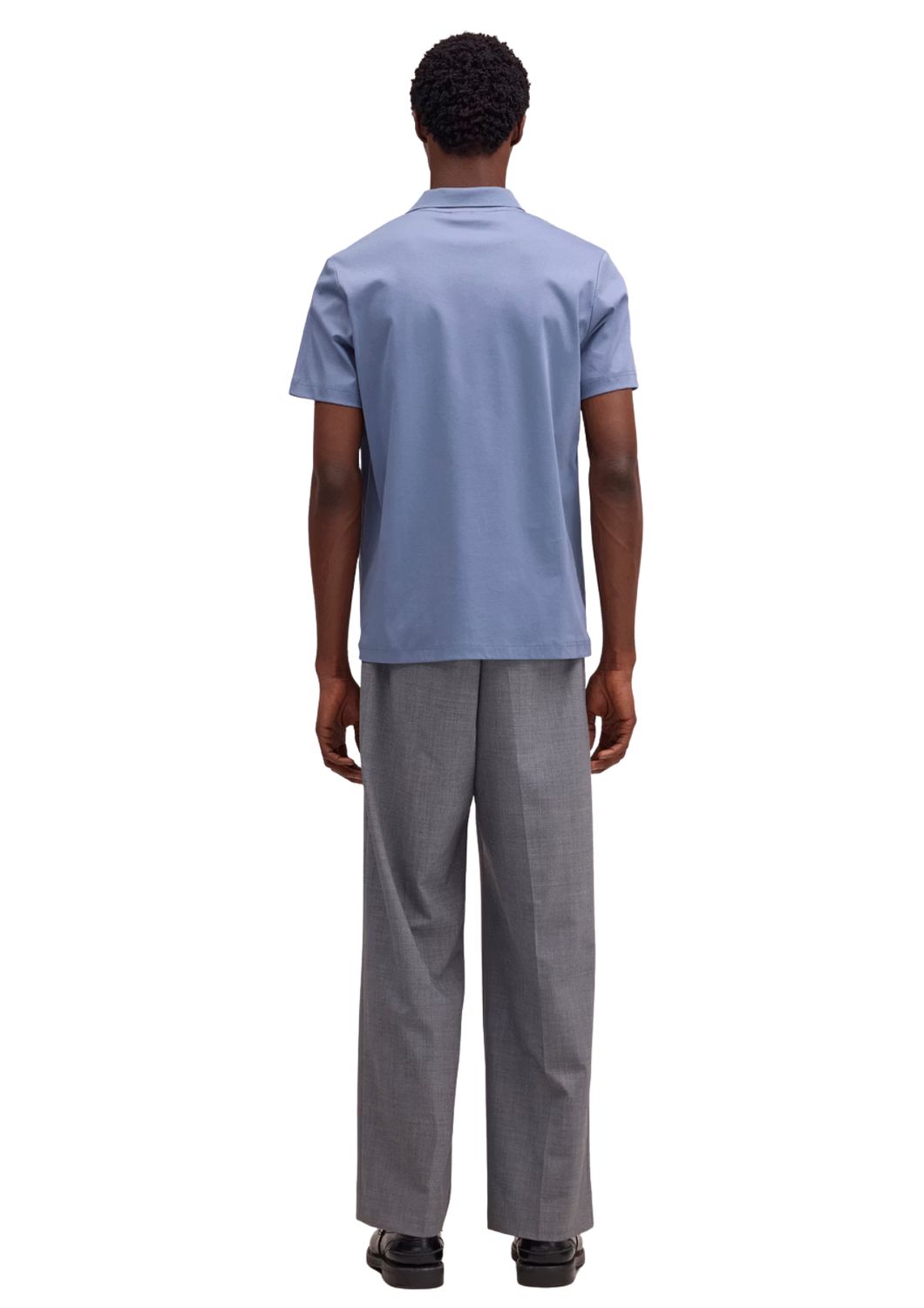 NN07 Paul Open Collar Organic Cotton polo Stone Blue