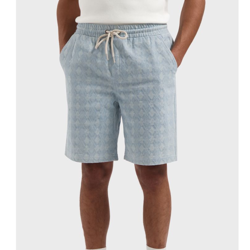 Law of the Sea Lazorn bleached jacquard short light denim blue