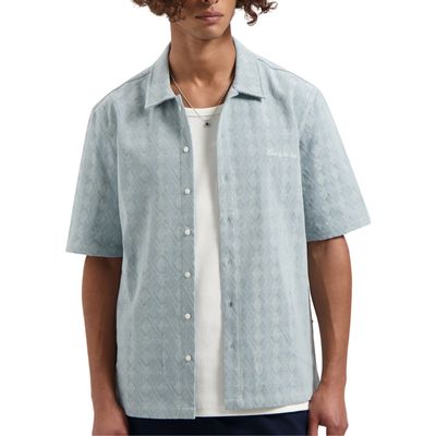 Law of the Sea Saltern bleached jacquard shirt light denim blue