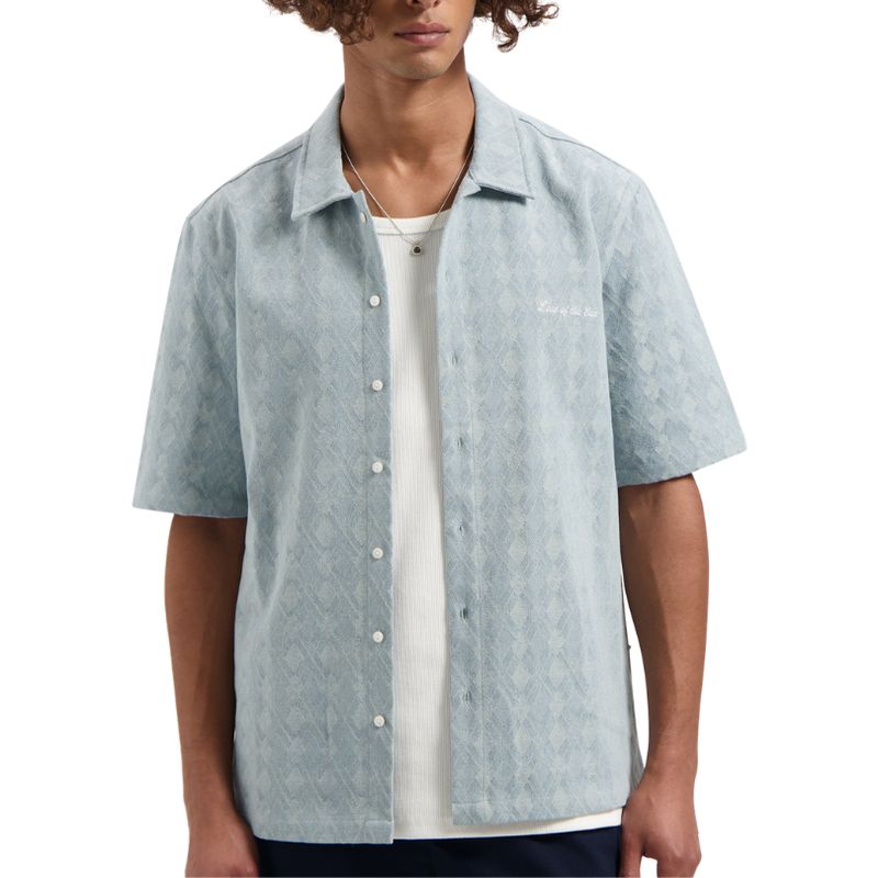 Law of the Sea Saltern bleached jacquard shirt light denim blue