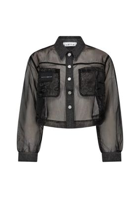 Haute L'Amitié Organza Crop Denim Shirt Black