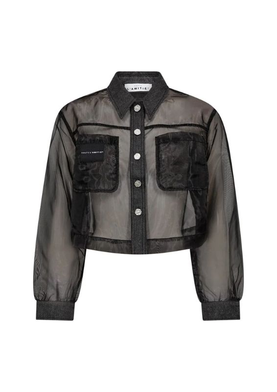 Haute L'Amitié Organza Crop Denim Shirt Black
