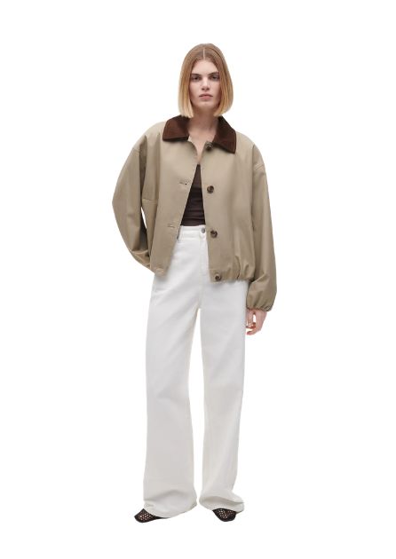 Studio AR Camila Cotton Bomber Jacket Olive