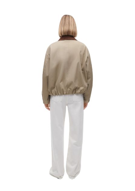 Studio AR Camila Cotton Bomber Jacket Olive