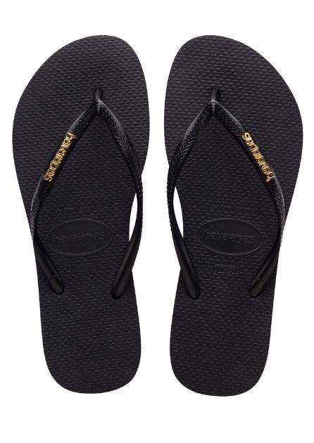 Havaianas Slim Logo Metallic Black Golden