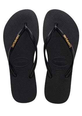 Havaianas Slim Logo Metallic Black Golden