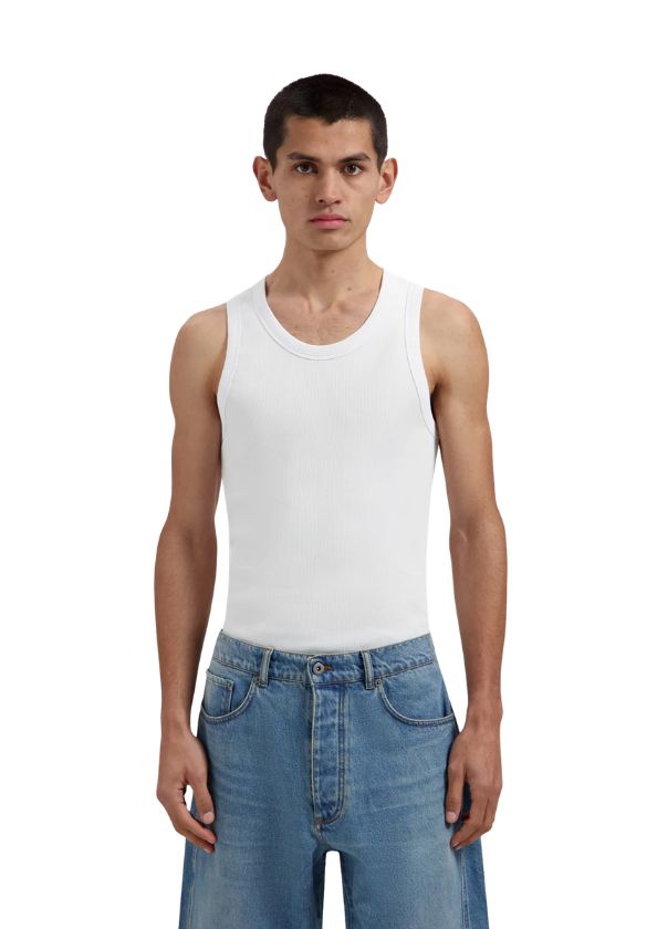 OLAF Essential Rib Tank Top Optical White
