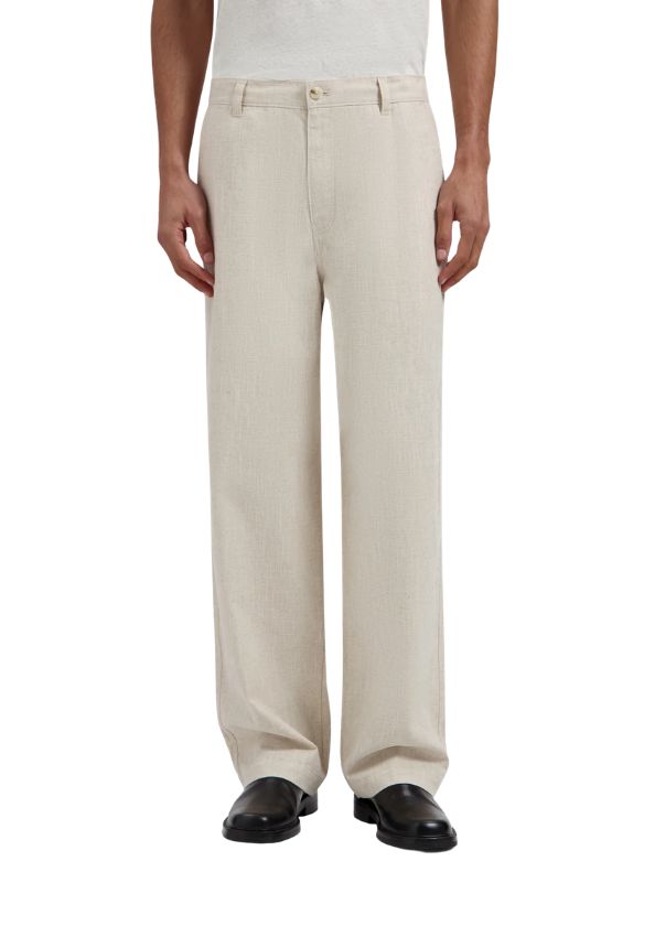 OLAF Linen Barrel Leg Pants Cement, Maat: S
