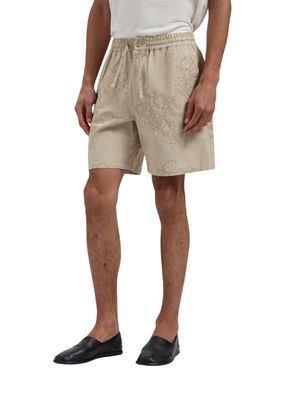 OLAF Embroidered Flower Shorts Cement