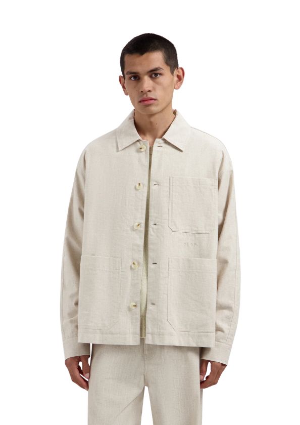 OLAF Linen Jacket Cement, Maat: S