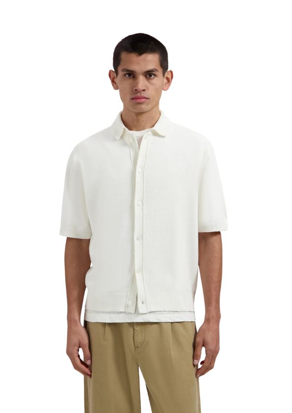 OLAF Linen Knitted SS Polo Off White, Maat: S