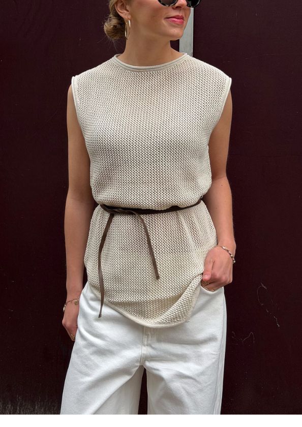 Olaf Open Knit Top Cement