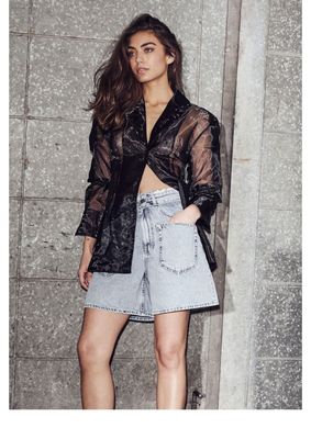 Haute L’Amitié Flip Waist Shorts Bleached Denim