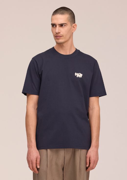 NN07 Adam Embroidery Pima cotton tee Deep Navy NN07 Adam Embroidery Pima cotton tee Deep Navy