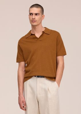 NN07 Ryan Knitted linen blend polo Cinnamon