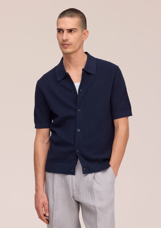 NN07 Nolan Ribbed organic cotton cardigan Navy Blue