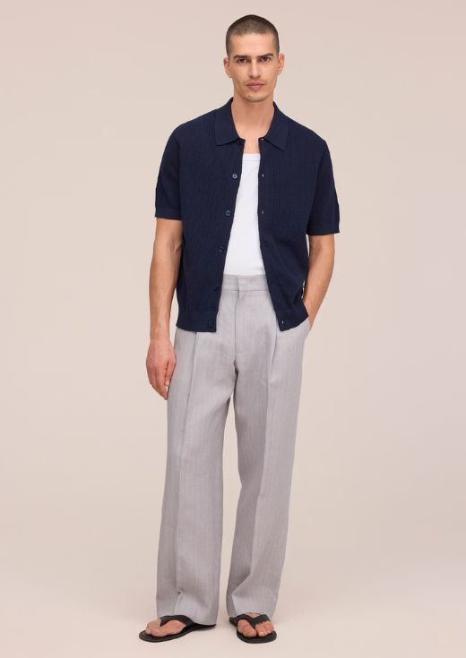 NN07 Nolan Ribbed organic cotton cardigan Navy Blue