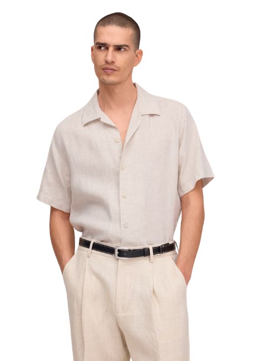 NN07 Julio Open Collar Linen shirt Oat