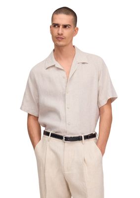 NN07 Julio Open Collar Linen shirt Oat