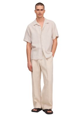 NN07 Julio Open Collar Linen shirt Oat