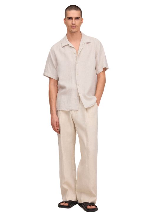 NN07 Julio Open Collar Linen shirt Oat