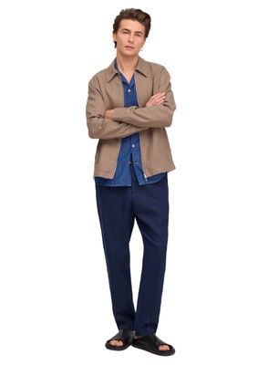 NN07 Billie Drawstring linen regular fit trouser Navy Blue