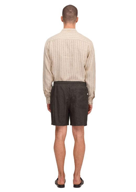 NN07 Gregor Casual drawstring linen shorts Dark Army
