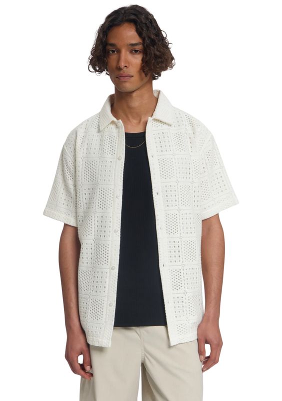 Law of the sea Siren Ajour knitted resort polo off white