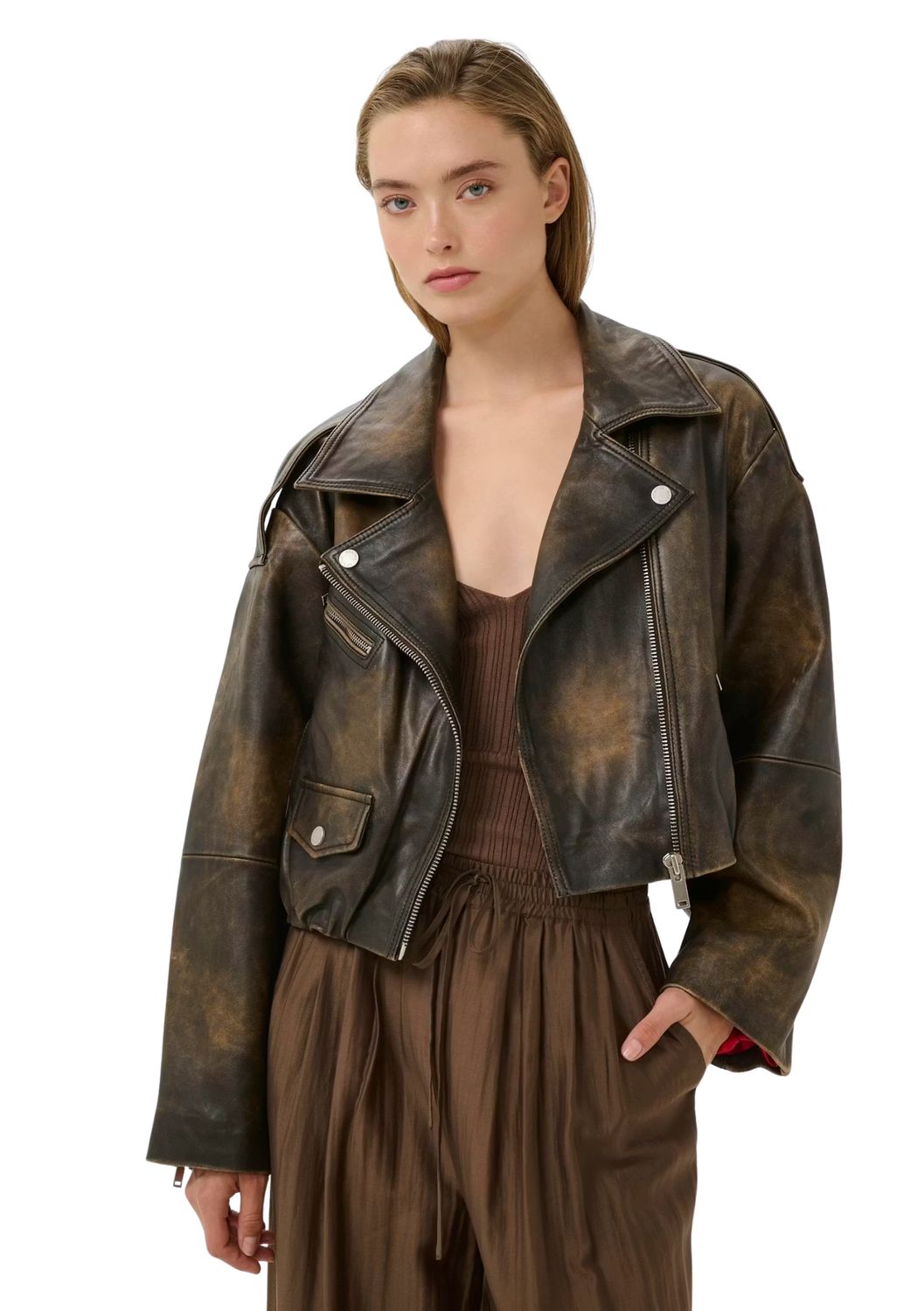 Gestuz GZdiana Leren jas Vintage Brown
