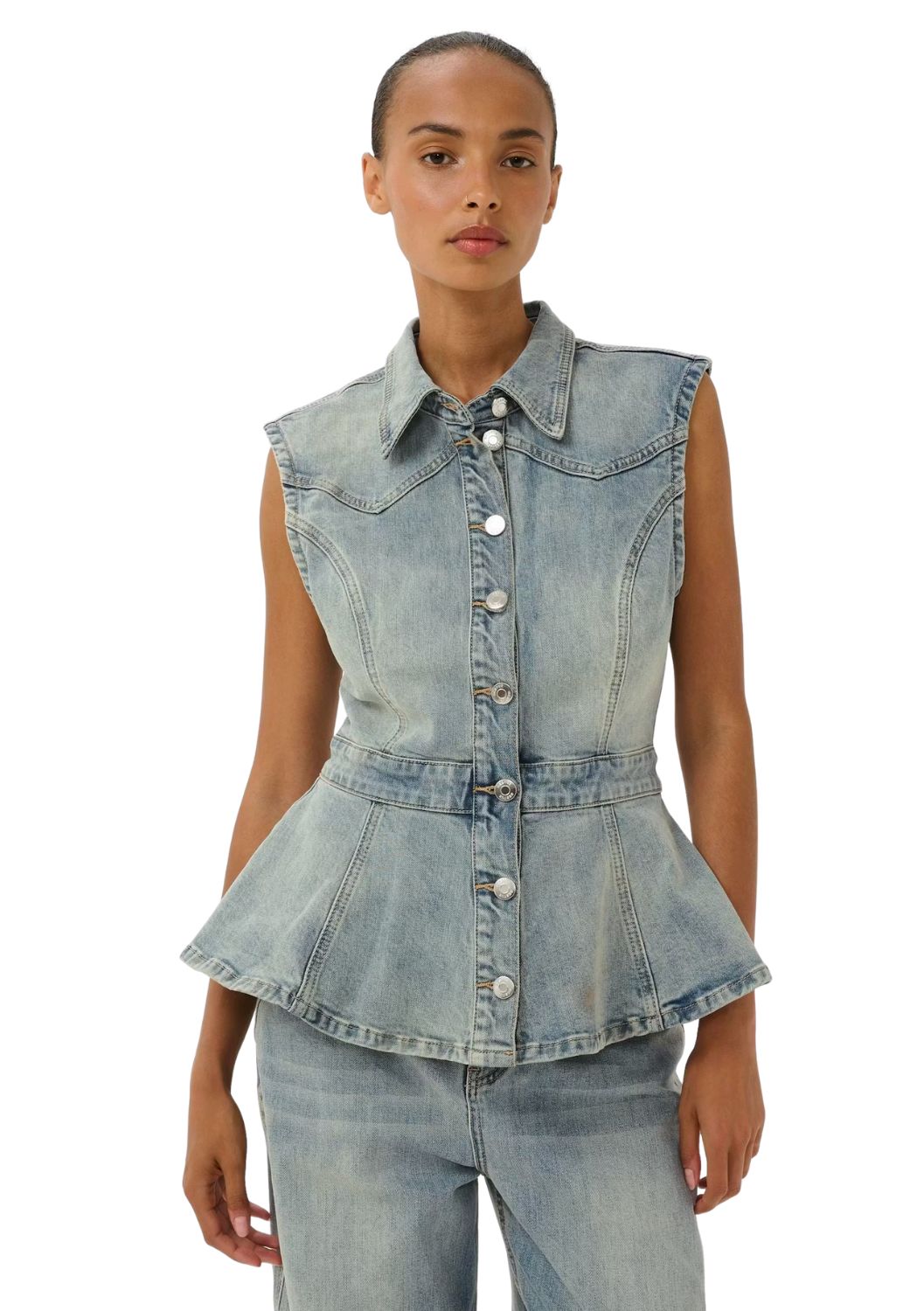 Gestuz GZnoma Denim overhemd Vintage Mid Blue Wash