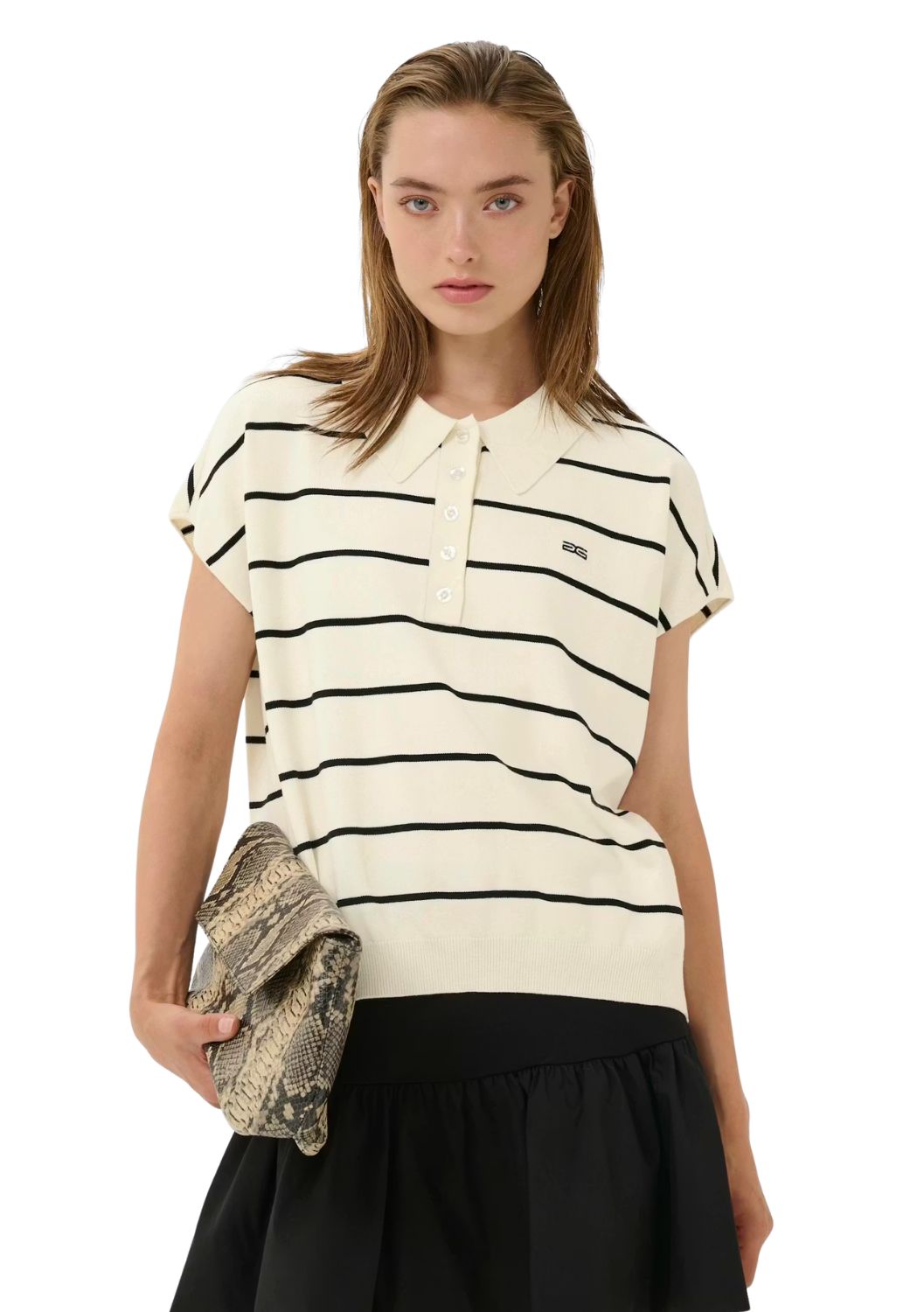 Gestuz GZsaia Polo pullover Egret Black Striped Multi Color Gestuz GZsaia Polo pullover Egret Black Striped Multi Color
