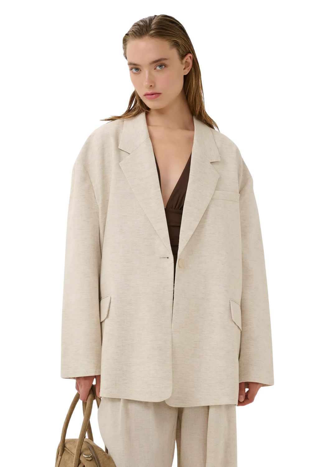 Gestuz GZriava Linnen blazer Light Sand Melange Nature Gestuz GZriava Linnen blazer Light Sand Melange Nature