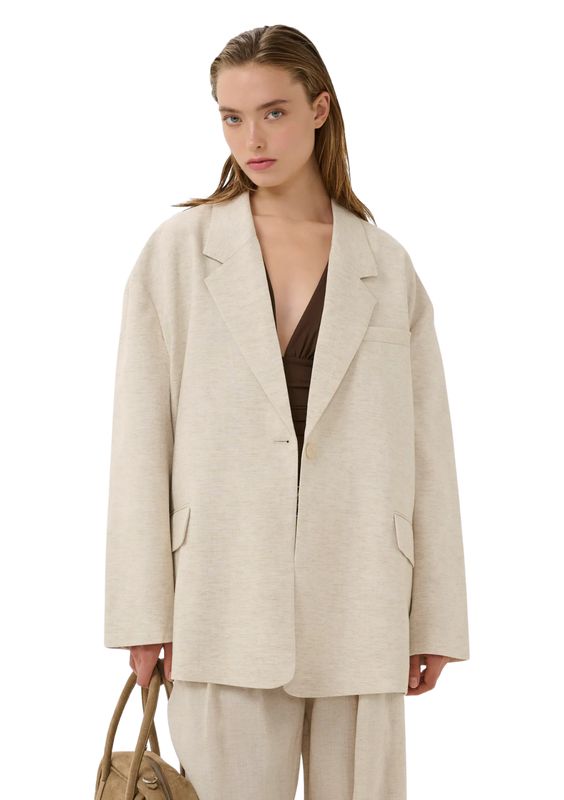 Gestuz GZriava Linnen blazer Light Sand Melange Nature