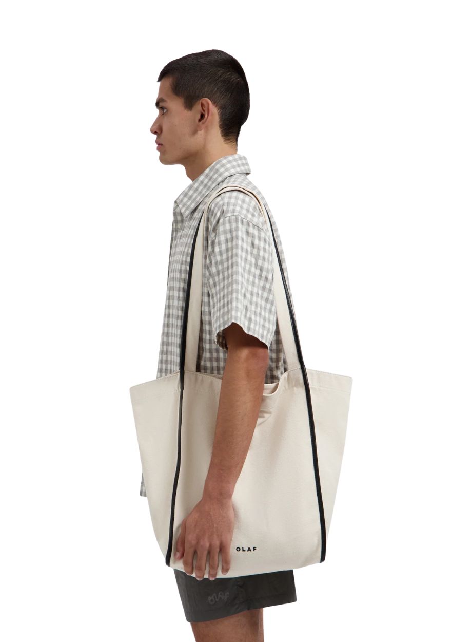 OLAF Contrast Binding Canvas Bag Off White