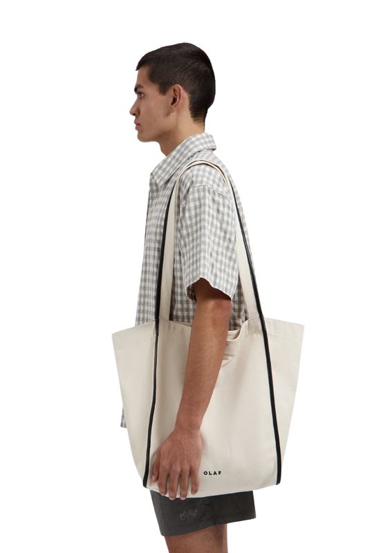 OLAF Contrast Binding Canvas Bag Off White
