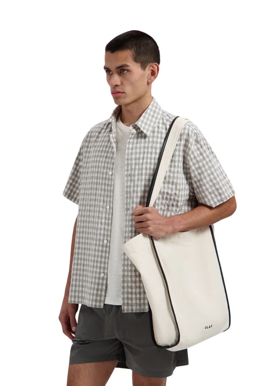 OLAF Contrast Binding Canvas Bag Off White OLAF Contrast Binding Canvas Bag Off White