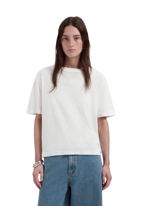 OLAF Retro Logo Linen Boxy Tee Off White